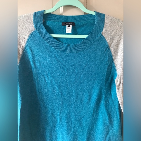 Kerisma Teal Raglan Angora Sweater Soft Boatneck Size Small - Picture 2 of 5